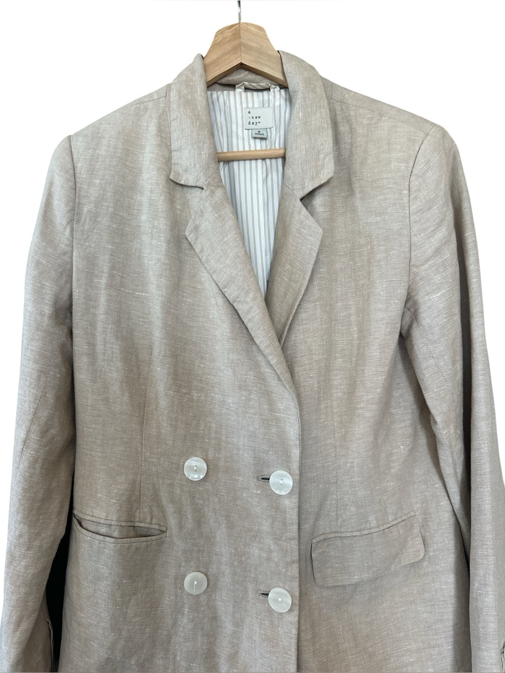 Target A New Day Double Breasted Tan Linen Blazer - Picture 3 of 10